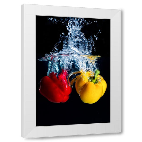 Experiment qwater and fruitq White Modern Wood Framed Art Print by Mamangkey, Grand
