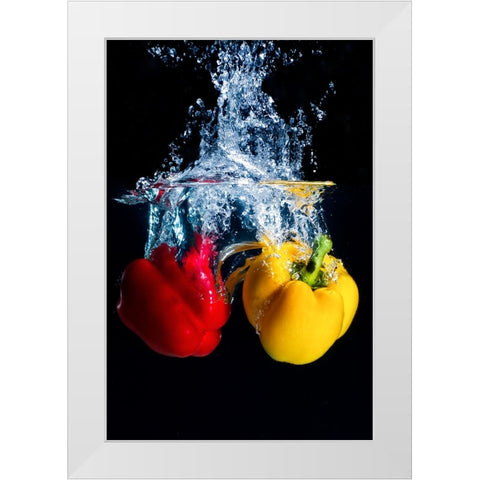 Experiment qwater and fruitq White Modern Wood Framed Art Print by Mamangkey, Grand