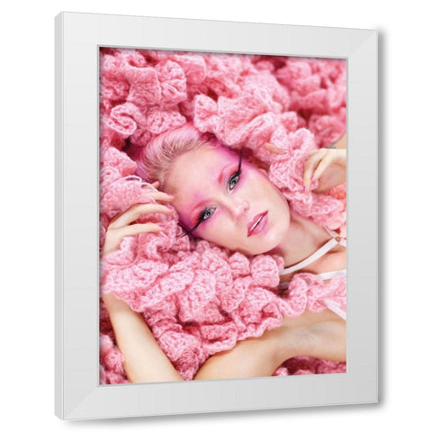 pink lady White Modern Wood Framed Art Print by Allmaier, Michael