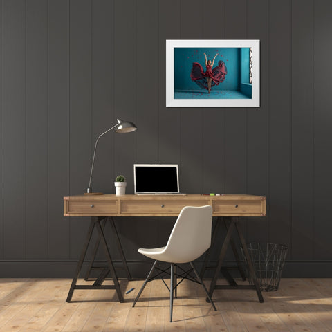 Olivia Performance White Modern Wood Framed Art Print by Suhardjo, Lisdiyanto