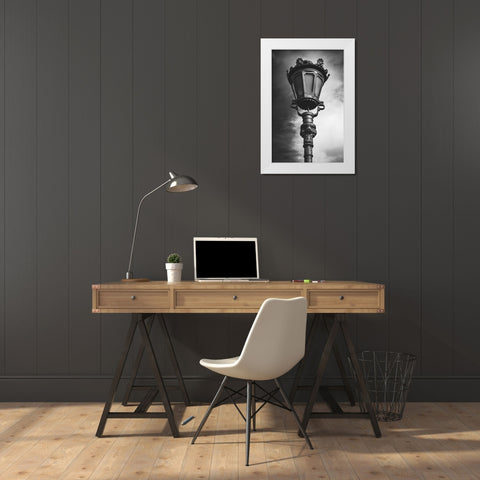 Portrait of lampshade White Modern Wood Framed Art Print by Trosic, Dragan