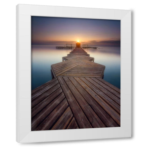 Palkway in the sun White Modern Wood Framed Art Print by Lopez, Bartolome