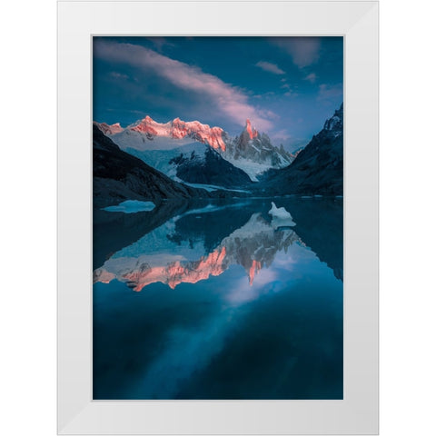 Illuminated Peaks White Modern Wood Framed Art Print by And Hongchao, Gu