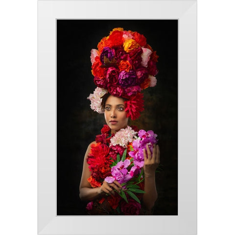 Flower Queen White Modern Wood Framed Art Print by Banerjee, Nilendu