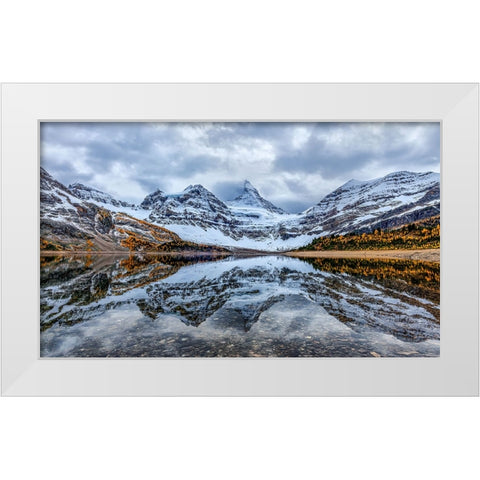 Assiniboine reflection White Modern Wood Framed Art Print by Lin, Ning