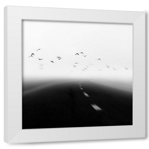 haste White Modern Wood Framed Art Print by Nodeh, Mostafa