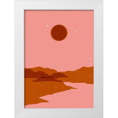 Moon  landscape White Modern Wood Framed Art Print by NKTN