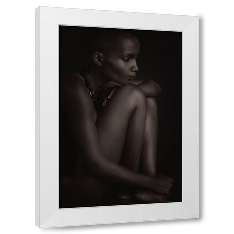 Pensive White Modern Wood Framed Art Print by Slotboom, Jan