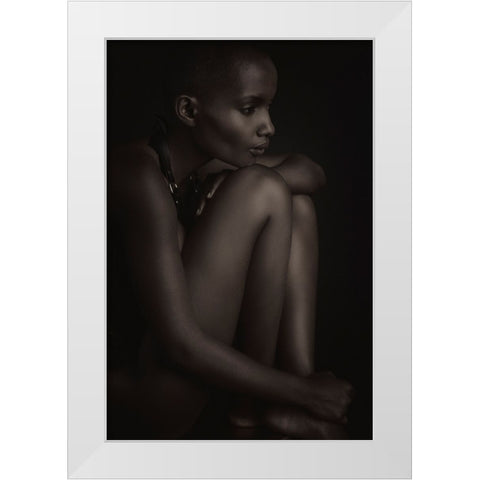 Pensive White Modern Wood Framed Art Print by Slotboom, Jan