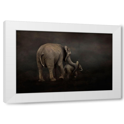 I Hold You White Modern Wood Framed Art Print by Wisniowska, Krystina