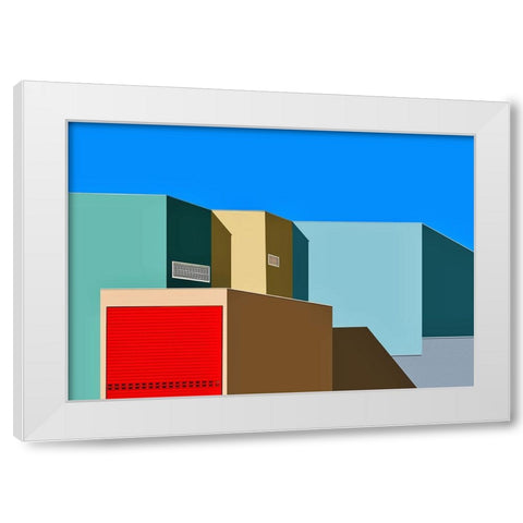 Urban textures - Jokneam industrial park White Modern Wood Framed Art Print by Orbach, Arnon