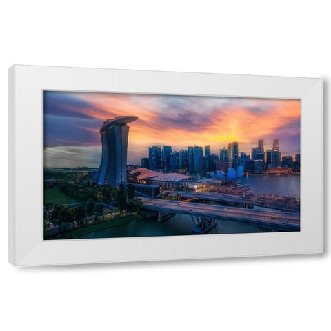 Marina Bay White Modern Wood Framed Art Print by Yang, Jianping
