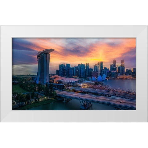 Marina Bay White Modern Wood Framed Art Print by Yang, Jianping