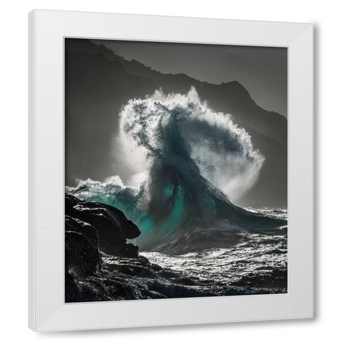 Kauai Twisted Wave White Modern Wood Framed Art Print by Fong, Ken