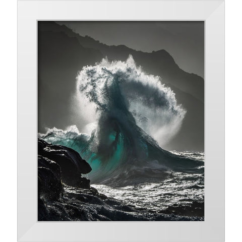 Kauai Twisted Wave White Modern Wood Framed Art Print by Fong, Ken