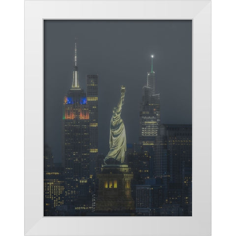Foggy night White Modern Wood Framed Art Print by Liu, Yanny