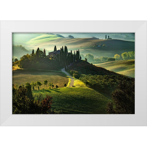 Val d Orcia White Modern Wood Framed Art Print by Guerra, Pasquale