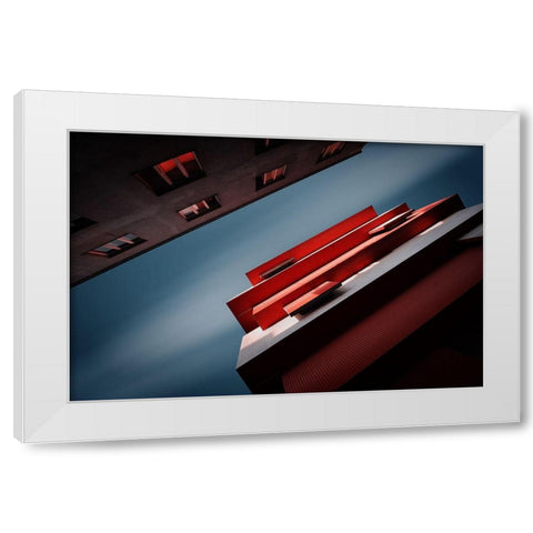 Red White Modern Wood Framed Art Print by Ajkabajka