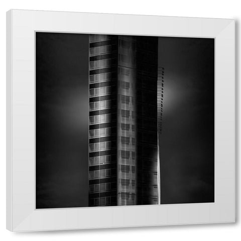 Building White Modern Wood Framed Art Print by Di Sebastiano, Pietrino
