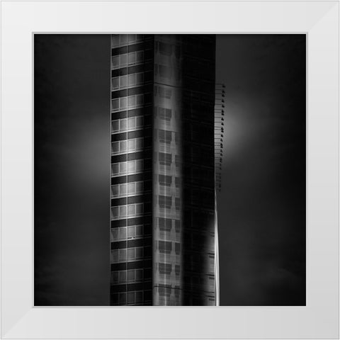 Building White Modern Wood Framed Art Print by Di Sebastiano, Pietrino