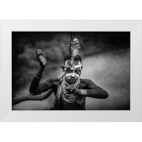 Vudu Caro Woman White Modern Wood Framed Art Print by Yosifov, Svetlin