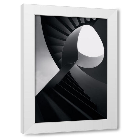 Round lines White Modern Wood Framed Art Print by Azevedo, Olavo