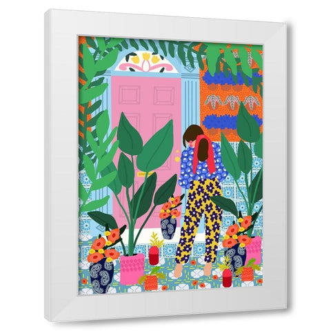 Inside My Personal Garden White Modern Wood Framed Art Print by Mascaro, Rafaela