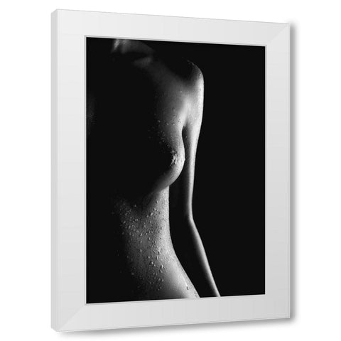 Shape Of You White Modern Wood Framed Art Print by Das, Prithul