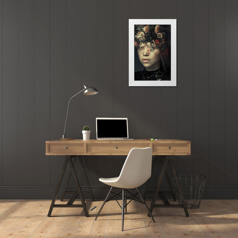 FLORAL PORTRAIT White Modern Wood Framed Art Print by Adrian Chis, Paul