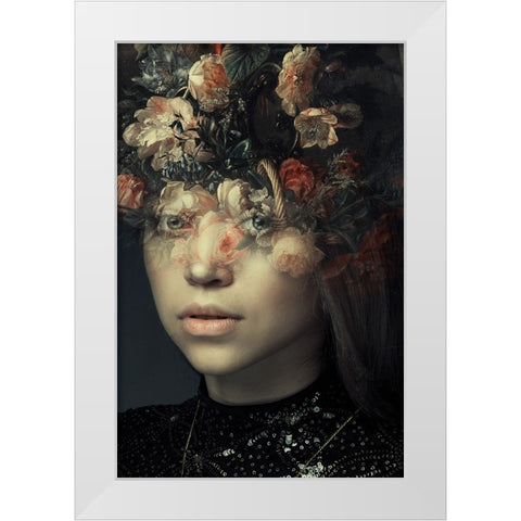FLORAL PORTRAIT White Modern Wood Framed Art Print by Adrian Chis, Paul