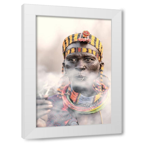 Jiye tribeswoman White Modern Wood Framed Art Print by Cole, Trevor