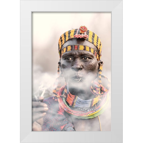 Jiye tribeswoman White Modern Wood Framed Art Print by Cole, Trevor