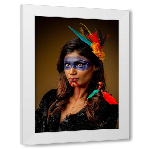 Mexican Tribe Beauty White Modern Wood Framed Art Print by Chattopadhyay, Debasish