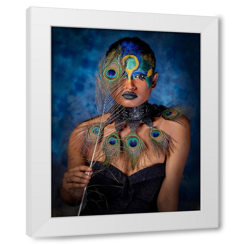 Feather Eye White Modern Wood Framed Art Print by Chattopadhyay, Debasish