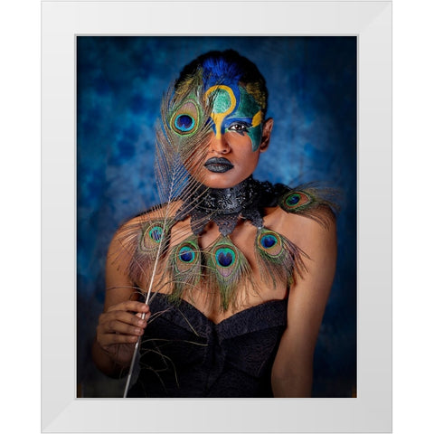 Feather Eye White Modern Wood Framed Art Print by Chattopadhyay, Debasish