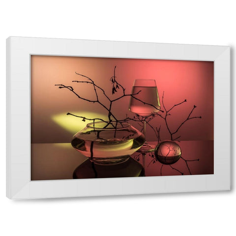 From The Series Qexperiments With Glassq White Modern Wood Framed Art Print by Popov, Evgeniy