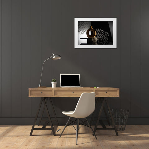 From The Series Qthree Colorsq White Modern Wood Framed Art Print by Popov, Evgeniy