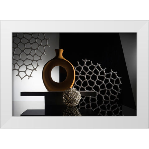 From The Series Qthree Colorsq White Modern Wood Framed Art Print by Popov, Evgeniy