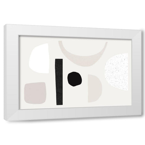 Set Of Shapes White Modern Wood Framed Art Print by Uplusmestudio