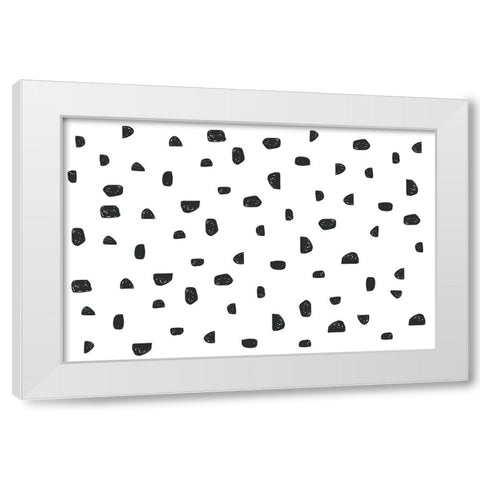Spotty Stones White Modern Wood Framed Art Print by Uplusmestudio