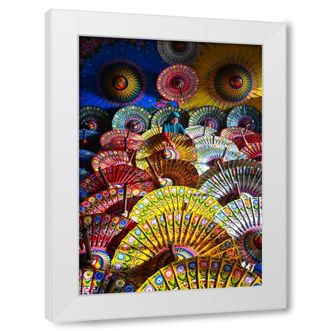 Umbrellas Maker White Modern Wood Framed Art Print by Aditya, Rawisyah