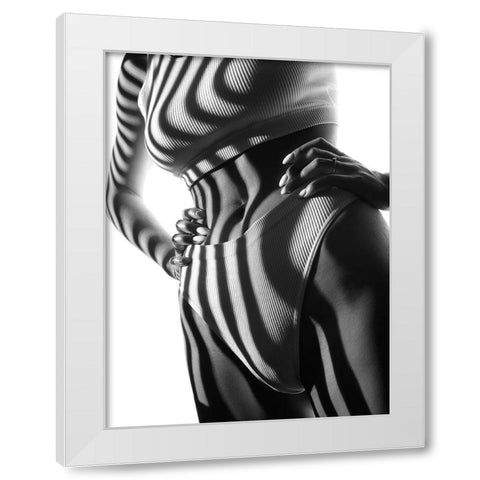 Zebra White Modern Wood Framed Art Print by Anton, Rostovskiy