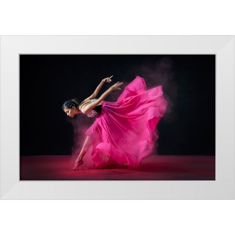 Pinky Mood White Modern Wood Framed Art Print by Suharini, Mieke