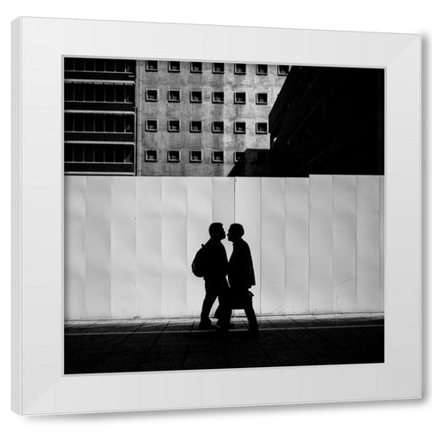 Air Kiss White Modern Wood Framed Art Print by Fujii, Yuzo