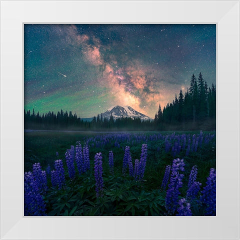 Night At The Adams White Modern Wood Framed Art Print by Bandyopadhyay, Atanu