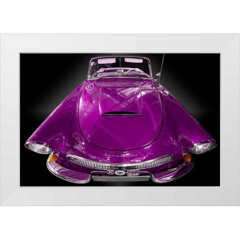 The pink Cabriolet White Modern Wood Framed Art Print by Weber, Roland