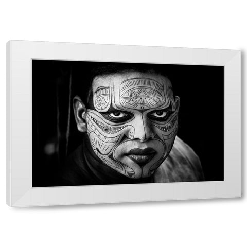 Theyyam Ceremony Performer-I - India White Modern Wood Framed Art Print by Inazio Kuesta, Joxe
