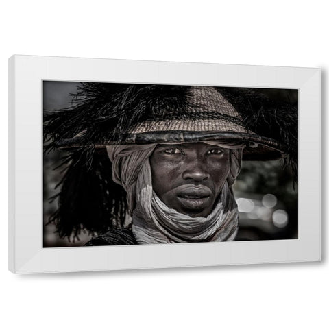 Peul Man - Niger White Modern Wood Framed Art Print by Inazio Kuesta, Joxe