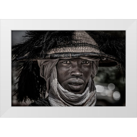 Peul Man - Niger White Modern Wood Framed Art Print by Inazio Kuesta, Joxe