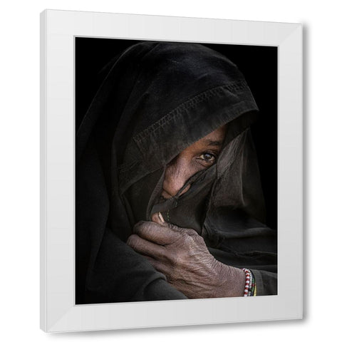 Mbororo Tribe Elder White Modern Wood Framed Art Print by Molina, Elena